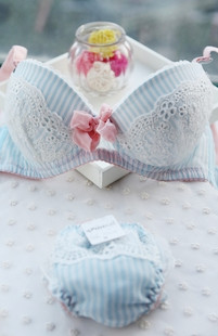 Underwear lace embroidery zero pressure sponge shaping underwear push up bra set