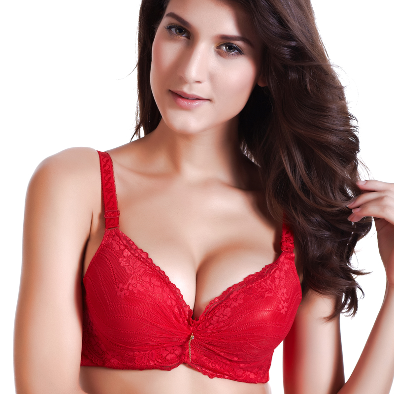 Underwear red bra married the bride women's lace sexy push up bra wp-001