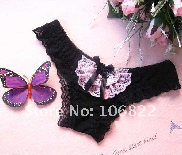 Underwear Sexy Charming Lace Thongs Underwear Free Shipping BLACK+PINK