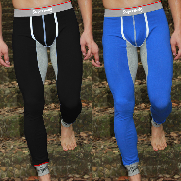 Underwear superbody male long johns low-waist 100% cotton long johns thin cotton wool pants line pants p9018