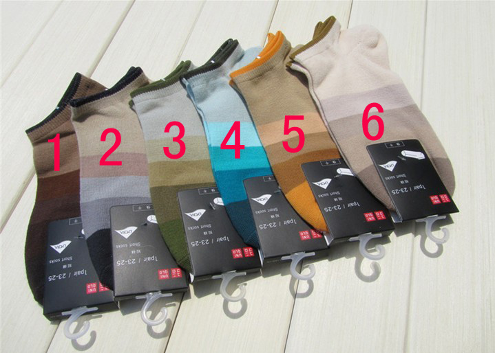 Uniqlo UNIQLO 100% cotton gradient color male women's lovers sock 100% cotton boat socks