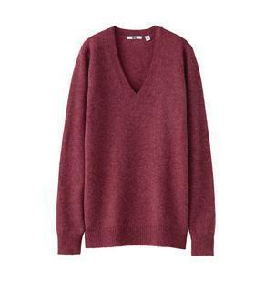 UNIQLO / UNIQLO women's V-neck the simple lamb wool wool pullover