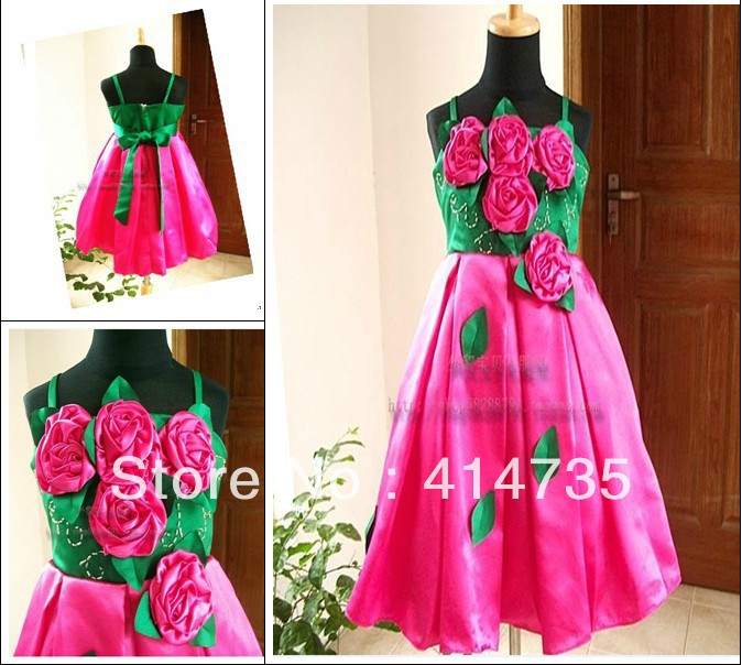 Unique Cute Satin Spaghetti Strap Hot Pink Girl Dresses A-Line Floor Length Performance Flowers Baby 's Coat Ball Gown Custom