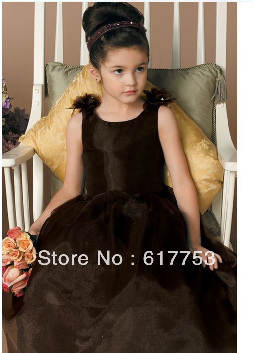 Unique Design 2013 New arrival Beautiful Lovely Jewel Fold Applique Ball Gown Flower Girl Dresses