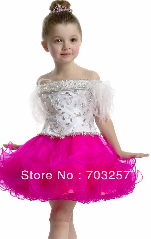 Unique Design New arrival  fashion  lively naive beautiful lovely beading  off the shoulder Flower Girl Dresses