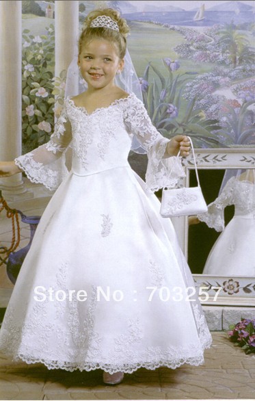 Unique Design New arrival  fashion  lively naive beautiful lovely lace  appliques  Flower Girl Dresses