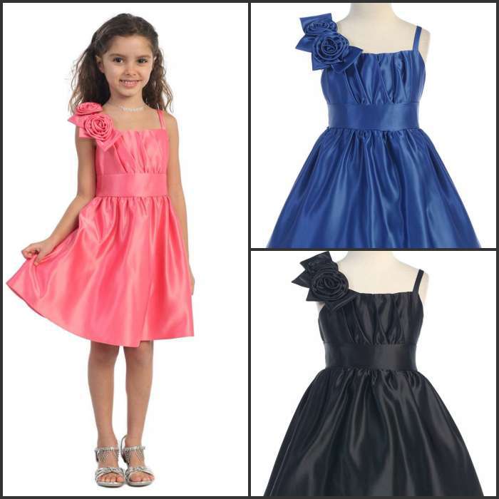 Unique design!one shoulder ruffle a-line real picture sash flowers short taffeta flower girl dresses girl special occasial dress