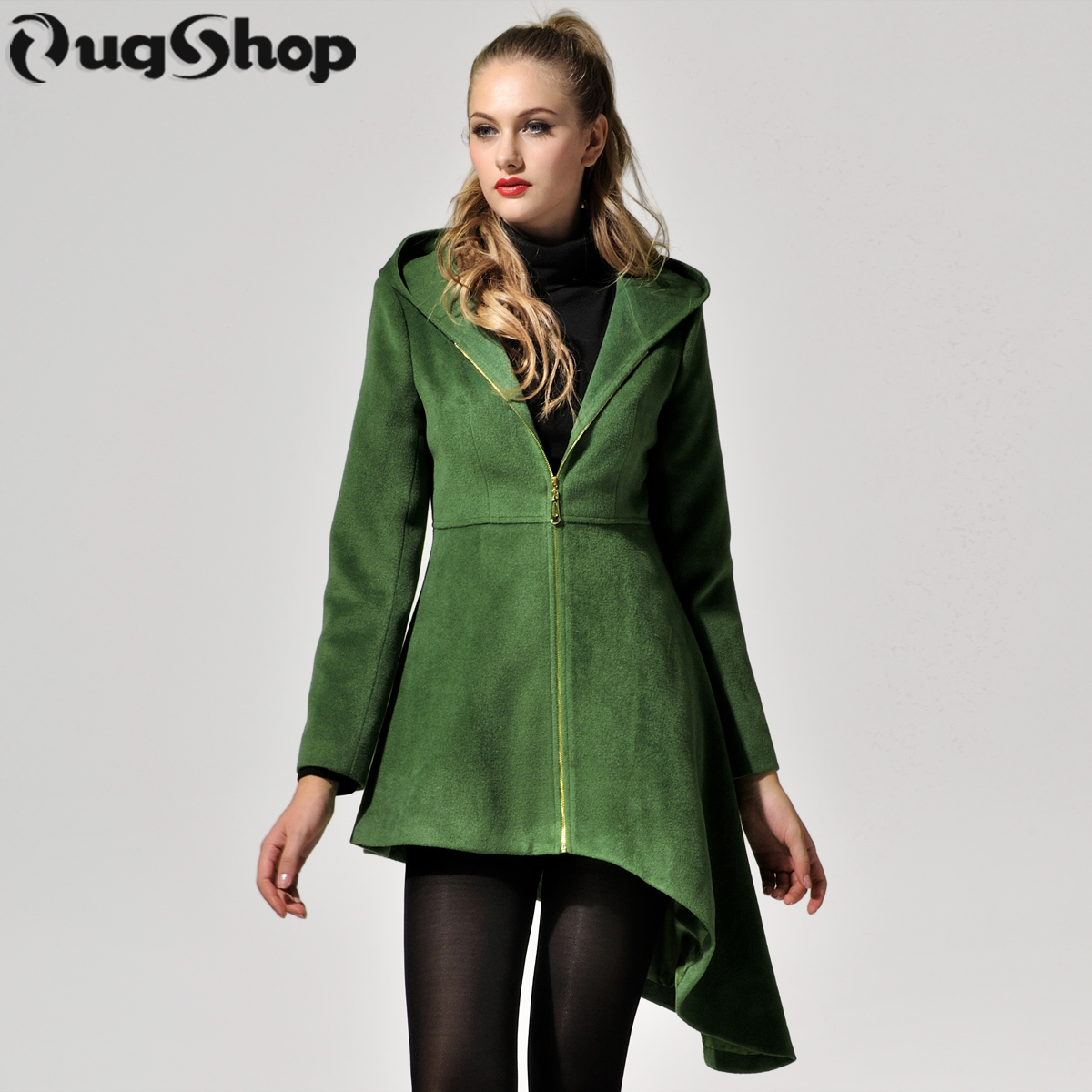 Unisex wind handsome irregular sweep sheep cashmere woolen outerwear trench