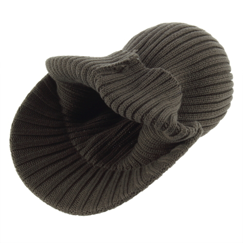 Unisex Winter Snow Soft Warm Mens Casual Brim Visor Ribbed Knit Hat Cap