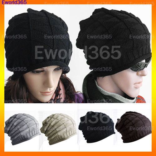 Unisex Women Ladies Thick Warm Retro Cable Knitted Baggy Slouch Beanie Hat