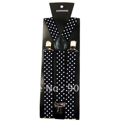 Unisex women's  Adjustable Clip on polka dot suspenders braces 2.5cm width BD855