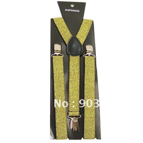 Unisex women's  Adjustable Clip on solid gold suspenders braces 2.5cm width BD813