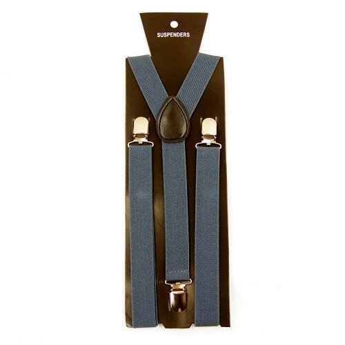 Unisex women's  Adjustable Clip on solid grey suspenders braces 2.5cm width BD810