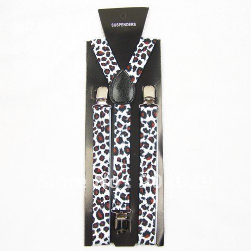 Unisex women's  Adjustable Clip on solid leopard suspenders braces 2.5cm width BD853
