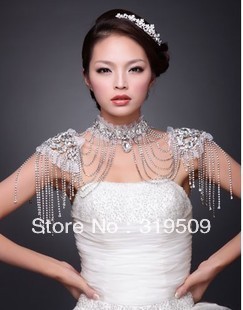 United States shoulder chain epaulet bride marriage crystal necklace big drill necklace studio photography wedding accessories