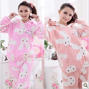 Upset lovely rabbit female qiu dong coral fleece suit 2012 princess hooded pajamas leisure wear