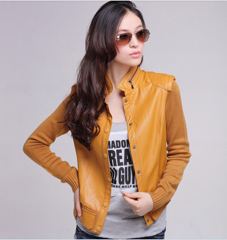 Urged 2013 autumn slim all-match leather clothing patchwork short jacket a59