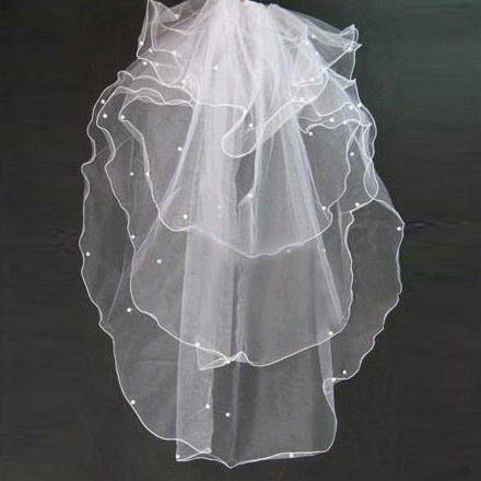 Urged bridal veil wedding dress veil beaded wedding veil white 08