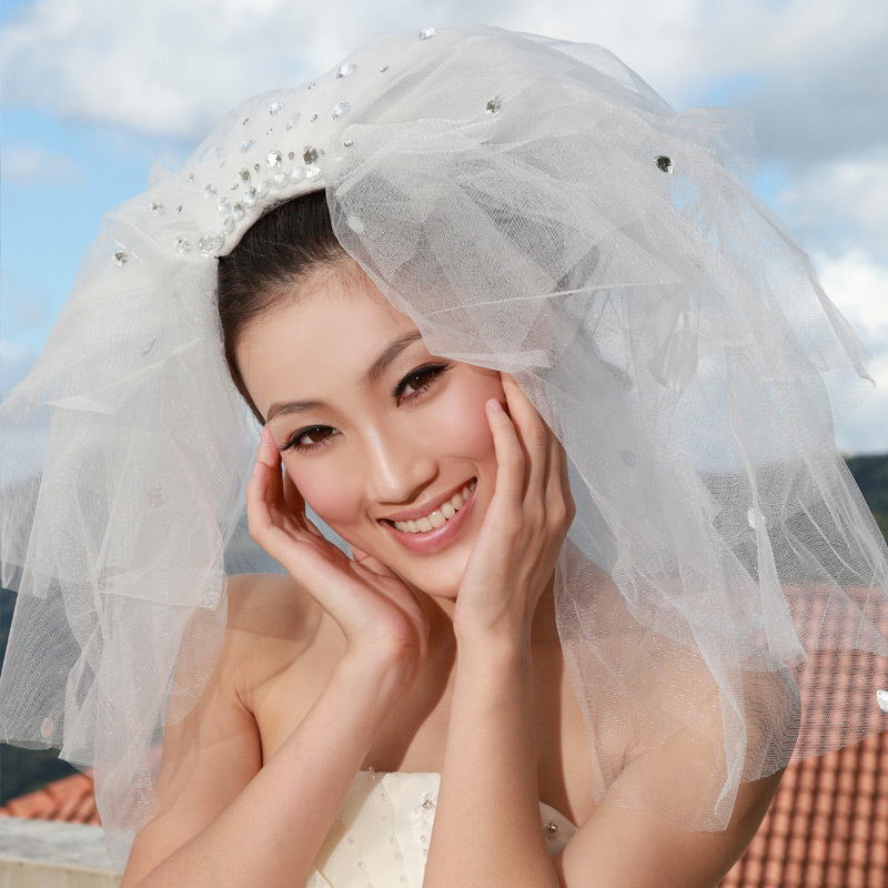 Urged bride rhinestone veil quality bridal veil wedding dress veil 04 whitest