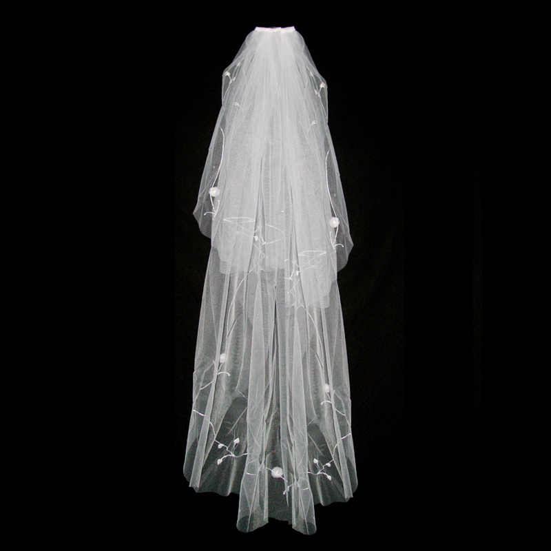 Urged quality bridal veil bride veil flower wedding dress veil long design 015