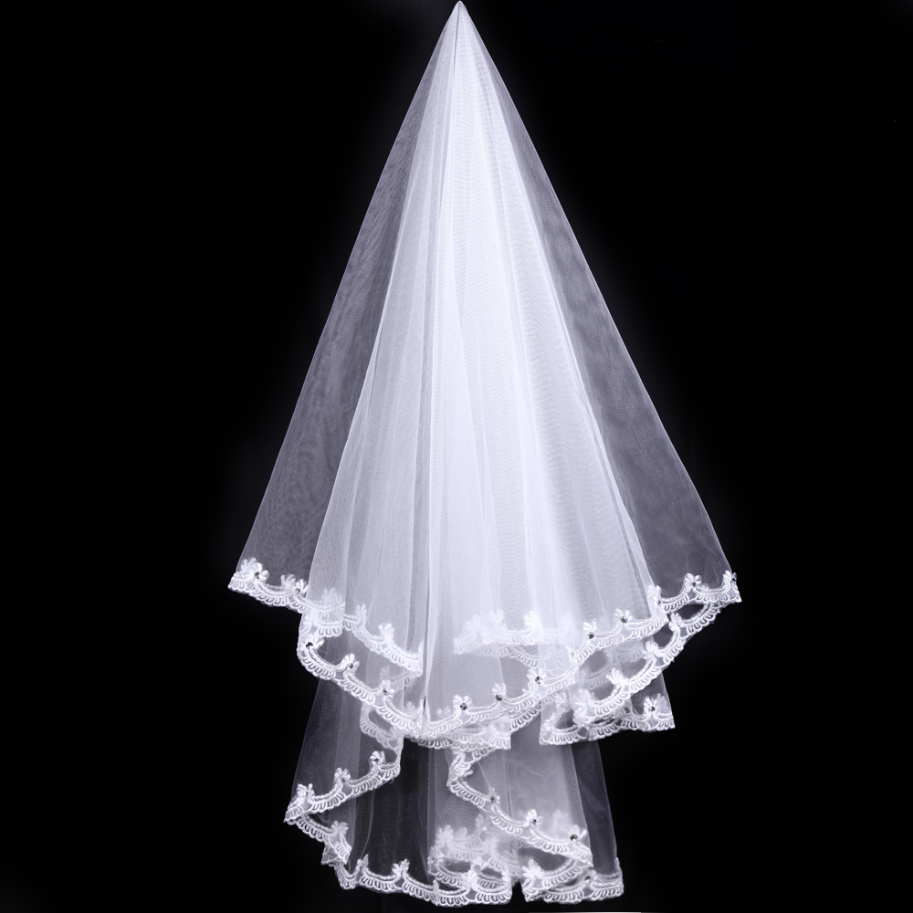Urged quality bridal veil the bride wedding dress veil diameter 2 meters veil 064 white