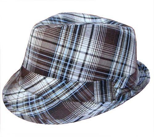 Us 100% cotton plaid jazz fedoras hat