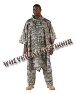 US ARMY Military ACU Digital Camouflage Rip-Stop Poncho 61012-1 (Military Poncho Outdoor Poncho)