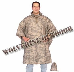 US ARMY Military ACU Digital Camouflage Rip-Stop Poncho 61012-2 (Military Poncho Outdoor Poncho)