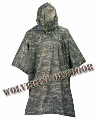 US ARMY Military ACU Digital Camouflage Rip-Stop Poncho 61012 (Military Poncho Outdoor Poncho)