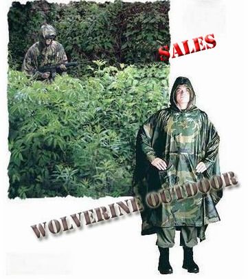 US Woodland Camouflage Ripstop Poncho 61001-1 (Military Poncho Outdoor Poncho)