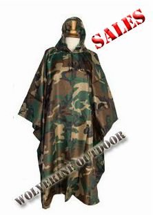 US Woodland Camouflage Ripstop Poncho 61001-5 (Military Poncho Outdoor Poncho)