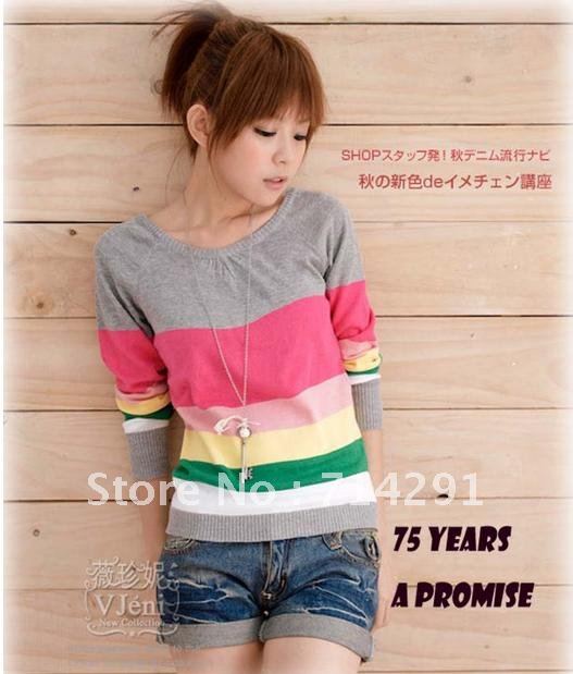 USD8.99/PCS 2012 autumn new design korea casual woman T shirt  kinitted sweater free shipping