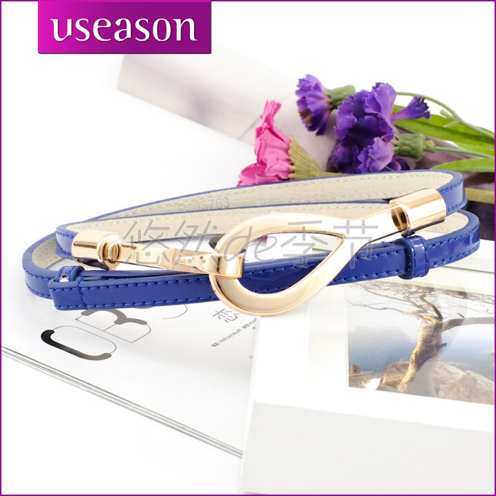 Useason quality metal buckle ultrafine genuine leather women's belt japanned leather strap female u184 (BL003)