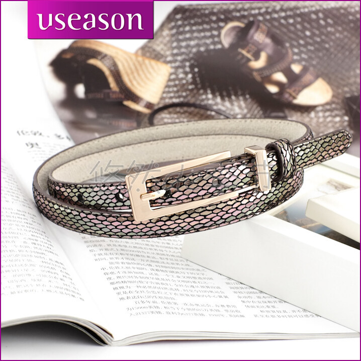 Useason quality serpentine pattern women's fashion strap personalized all-match genuine leather belt u087 (BL003)