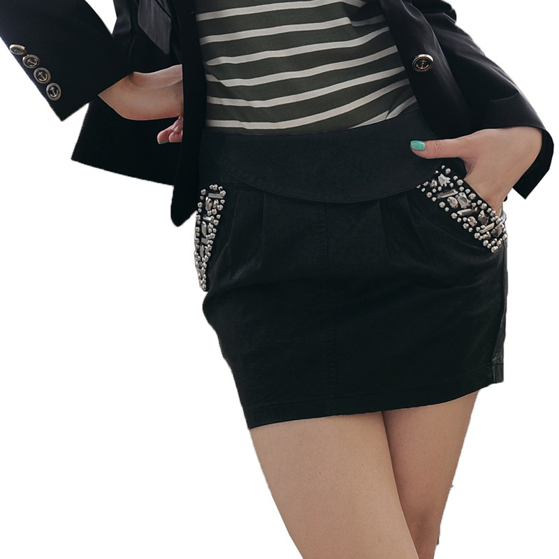 Uslonsrd 2011 iron faux dress boots female half-length leather skirt slim hip short skirt bust skirt