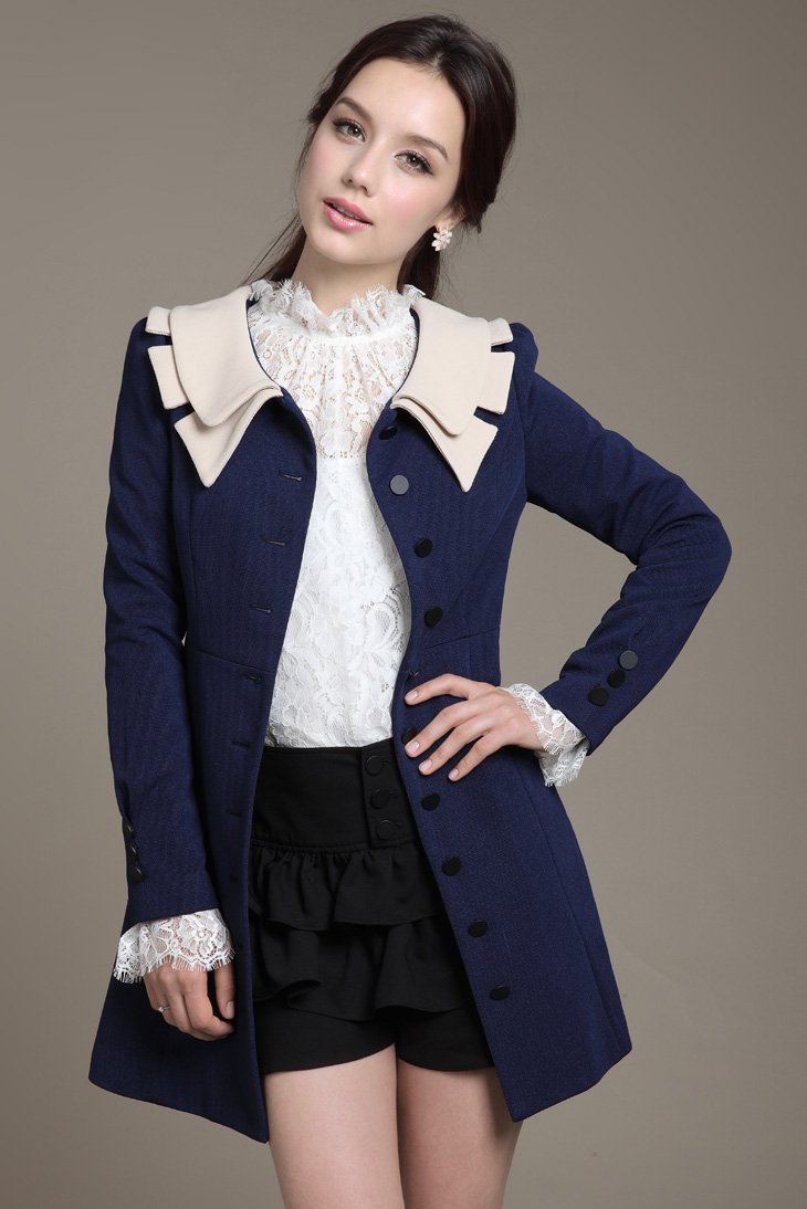 utumn women's Blue and pink trench coat windbreak Fashion leisure dust coat optional colors