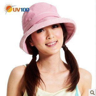 Uv100 anti-uv sun hat folding sun hat female roll-up hem lace sun-shading hat