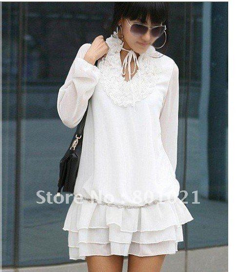 V Neck long sleeve Three edge women dresses +wholesale and retail+free shipping