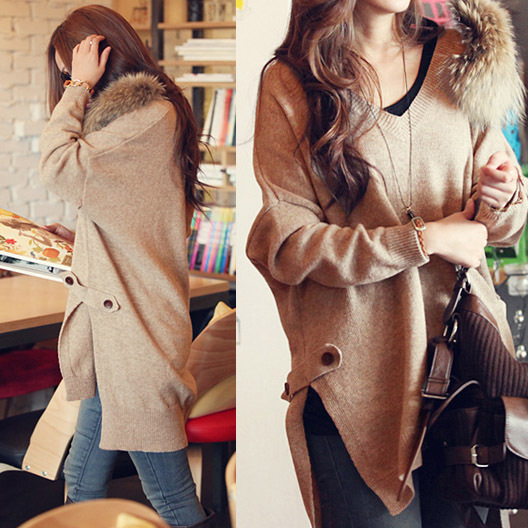 V-neck one shoulder personalized sweater 11690 free shipping