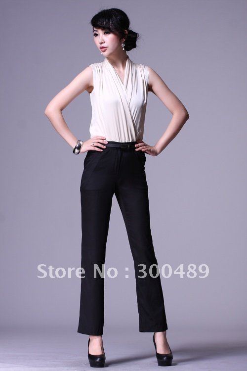 V-Neck sleeve Siamese trousers Harun-pants