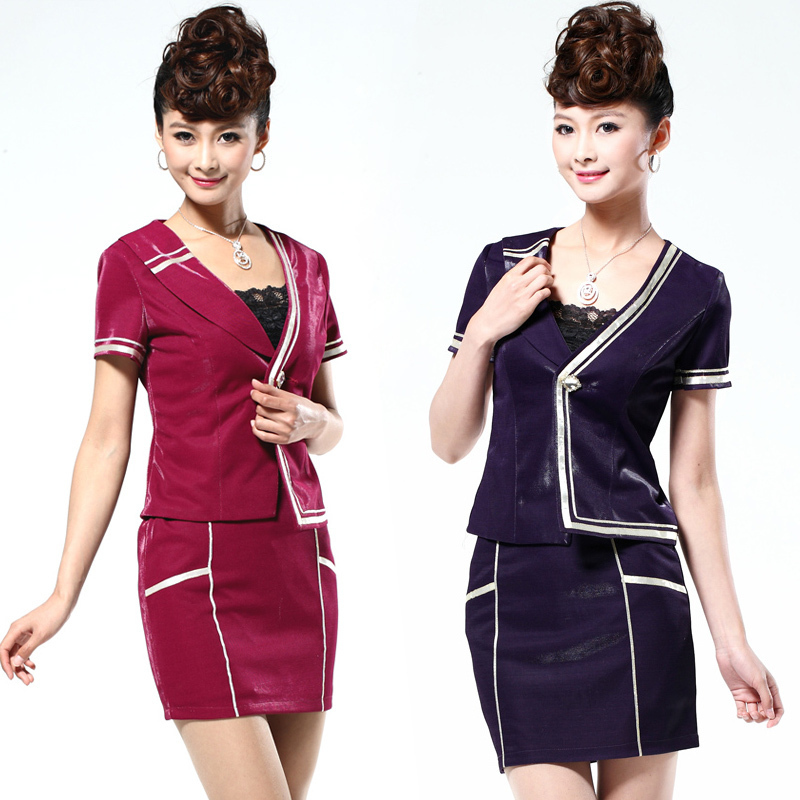 V130 gold work wear set ktv work wear stewardess uniforms skirt female
