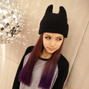 V146 cap HARAJUKU devil horn cat ears cap knitted hat knitted hat autumn and winter Free shipping
