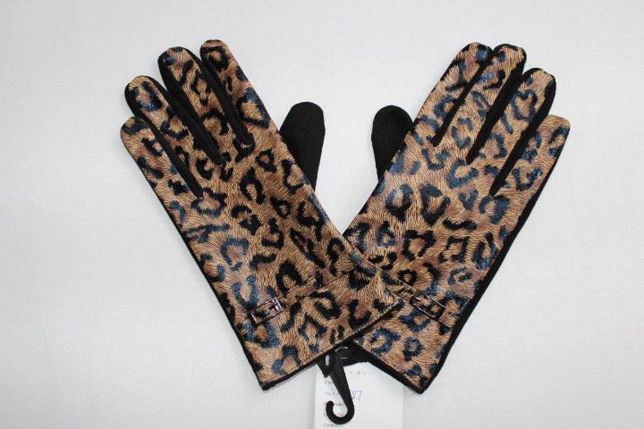 V190 wholesale cheap leather gloves for woman with panther printed back
