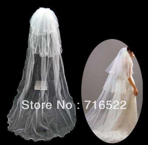 V8 layers bridal veils long lenght to floor