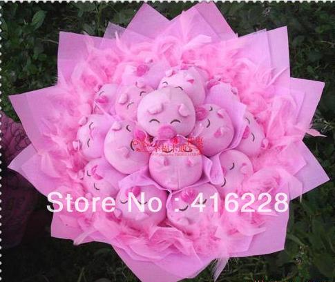 Valentine's Day Gift 11 pig doll cartoon bouquet creative new peculiar wedding gift free shipping ZA330