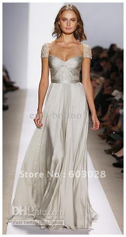 Vanessa Sweetheart Asymmetrical Beading Cap Sleeve Evening Dress/Gossip Girl dress Wedding Dresses