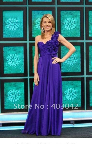 Vanna White Wheel of Fortune Floral One Shoulder Chiffon Sweetheart 2012 Celebrity Dresses 151627