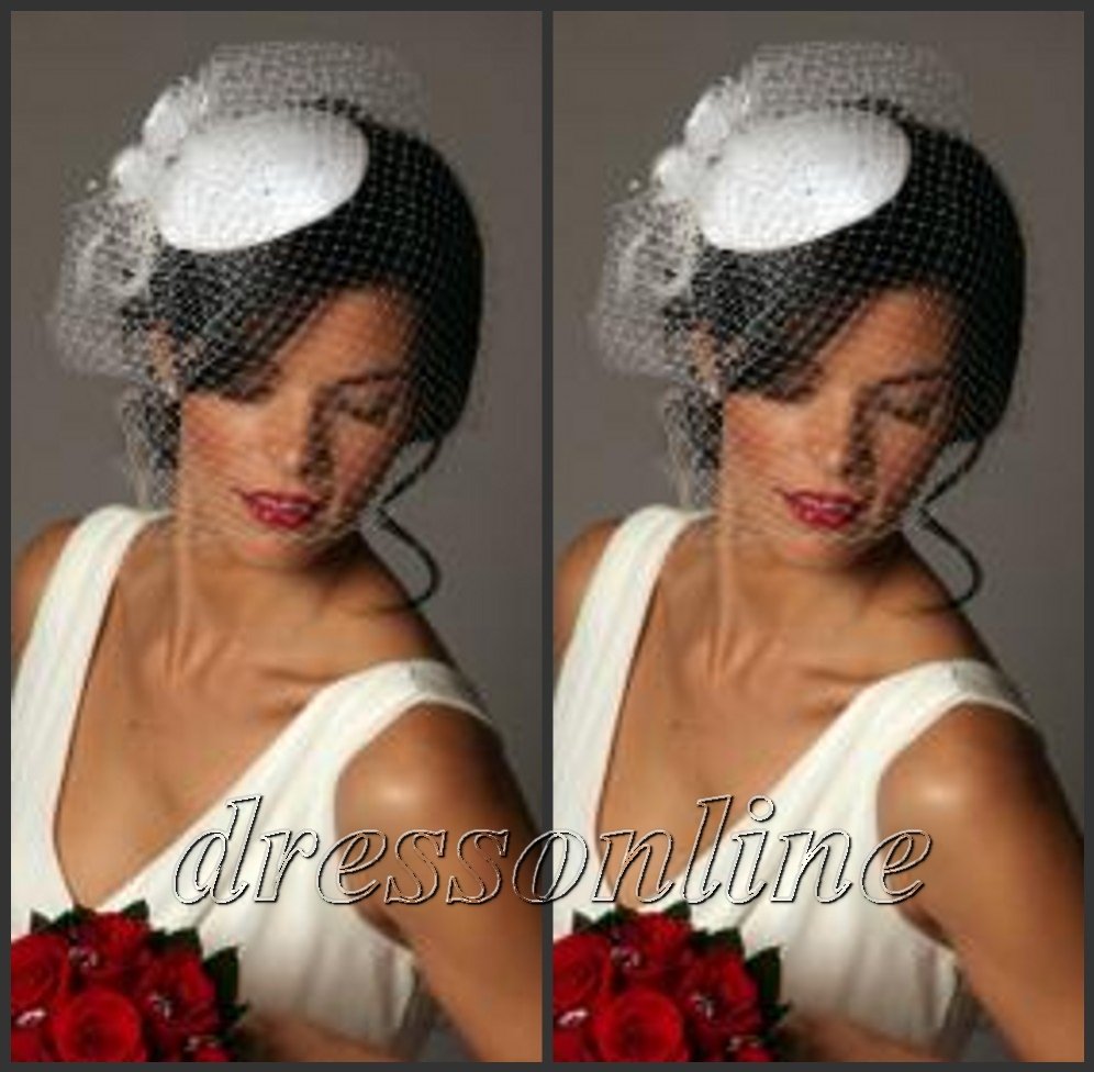 VE450 Cheap Elegant Ivory White Russia Net Bridal Wedding Hats Bridcage Veils Ready to Ship
