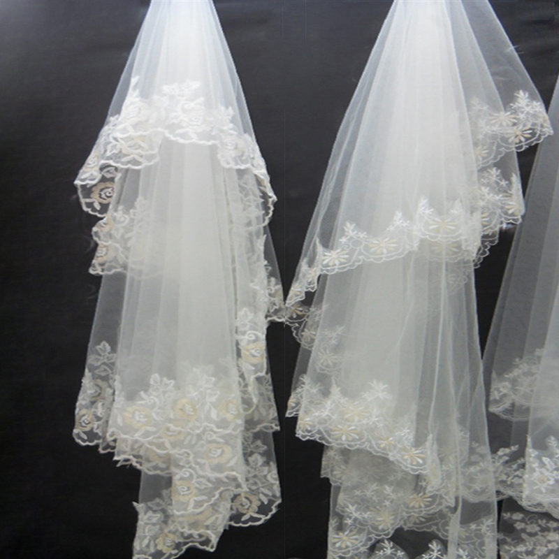 Veil 2.8 meters wedding dress ultra long lace veil gloves pannier 032