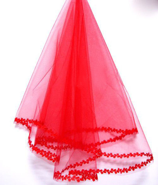Veil bridal veil wedding dress veil the bride supplies red veil pj0074